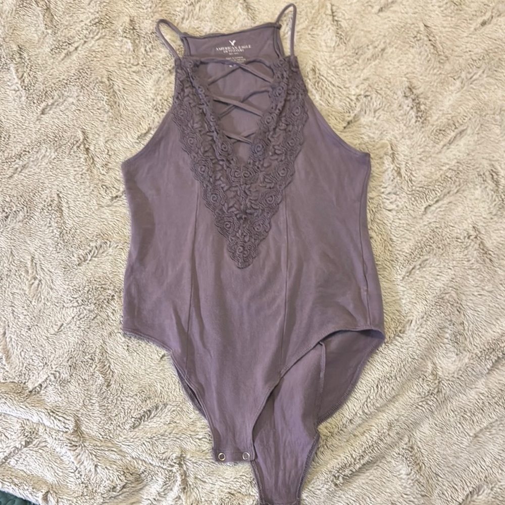 American Eagle Outfitters Purple Cut Out Bodysuit